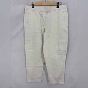 J Jill Petite Cargo Pants Medium Cream Pull On Stretch Casual Utility comfy
